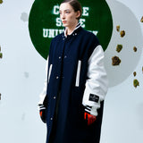 [UNISEX] Reversible Faux Fur Varsity Collar Coat (Purple) (6656657162358)