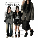Bay Overfit Two-Way Knitwear Zip-Up Hoodie
