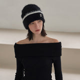 VA Square Stud Hairy Beanie / Black