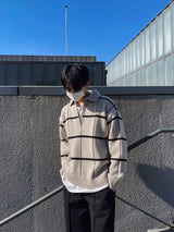 チェックハーフジップアップカラーニット