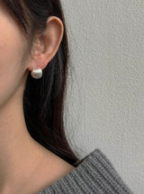 [92.5silver] matt circle one-touch earrings (2sizes)