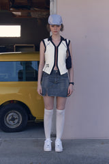 FULL OPEN PIQUE SLEEVELESS [WHITE]