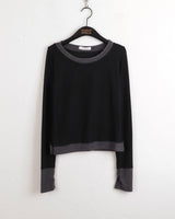 Ann's layered color combination round long-sleeved warmer T-shirt