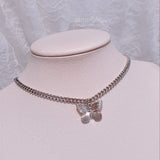 Silver Butterfly Chain Choker Necklace