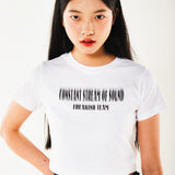 スティプル半袖クロップTシャツ / STIPPLE SHORT SLEEVE CROP TEE (WHITE)