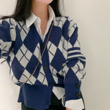 ポイントクロップアーガイルカーディガン / Point Crop Argyle Cardigan