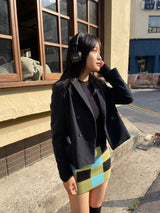 チェック柄ニットミニスカート