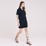 カーゴピンタックハーフパンツ / CARGO PINTUCK HALF PANTS (BLACK)