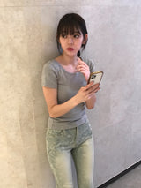 リコッタUネックスリムコットンT