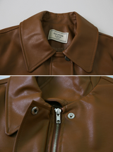 [SHOPPERMADE] ハーフレザージャケット (2color)