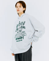 オーバーサイズタイポフーディー/OVER SIZE TYPO HOODIE-WHITE MELANGE