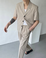 リネンツータックロングパンツスラックス / ECT linen two-tuck long pants slacks (2 colors)