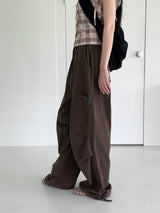 ウカシャーリングツーウェイジョガーリネンワイドカーゴパンツ / Uka shirring two-way jogger linen wide cargo pants