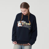 ウィティーバニーワーディングドロップスウェットシャツ／WITTY BUNNY WORDING DROP SWEATSHIRT [NAVY]