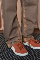 TIE-DYE BLOCK DENIM PANTS / BROWN