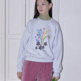 DRAWING FLOWER SWEATSHIRT_MELANGE GRAY