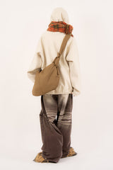 Banding raglan wool snap hoodie