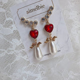 ハートラブウィングイヤリング / Red Heart Love Wing Earring
