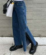 ワイドフィットスリットデニムパンツ/WIDE FIT SLIT MEDIUM BLUE DENIM PANTS [16634]