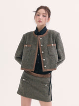 Leona tweed jacket BROWN