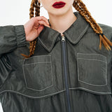 Layered Stitch Windbreaker [Gray]