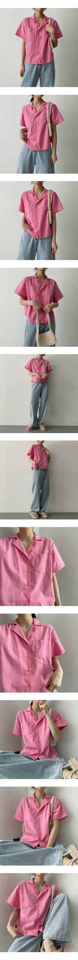 サンディーオープンカラー半袖シャツ / Sandy Open Collar Short-Sleeved Shirt