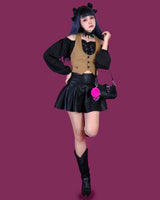 chi-chi leather pleats skirt (6667131060342)