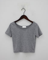 ショートスリーブクロップUネックTシャツ/Short Sleeve Cropped U-neck T-shirt (5color)