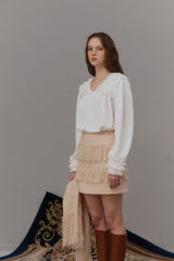 Fringe tweed skirt