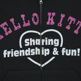 acme de la vie / Sanrio HELLO KITTY LETTERING CROP HOODIE ZIP UP BLACK