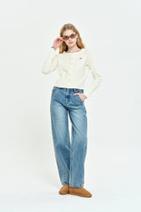 MONO CHERRY CROP CARDIGAN [IVORY]