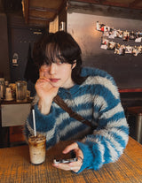 ヘアリーストライプアンゴラニット (4 color)