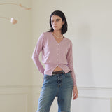 リブドヘム カーディガン/RIBBED HEM CARDIGAN (PINK)