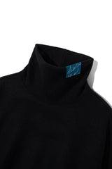 フォールディングラベルタートルネックニットTシャツ/Folding Label Turtleneck Knit T-shirt K11 Matte Black