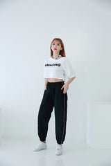 チョーカーショートスリーブクロップTシャツ / TOP(6656) Choker Short Sleeve Crop Tee
