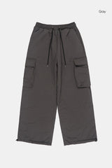 Wide cargo nylon padded pants