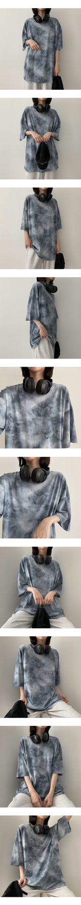 ベールタイダイプリンティングショートスリーブTシャツ / Veil tie die printing short-sleeved T-shirt