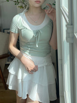 ボビーシャーリングリボン半袖Tシャツ / Bobby Shirring Ribbon Short-Sleeved T-Shirt