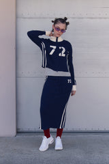 LINE POINT HIGH NECK KNIT ZIP UP [NAVY]
