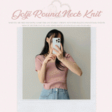 ナチュラルUネックVネックニットウェアショートスリーブTシャツ