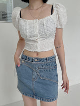 ポップコーンオフショルダーブラウス/Popcorn Off Shoulder Blouse (4color)