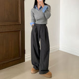[5color] from twist V-neck cropped knit