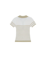 ストライプニットピケシャツ/STRIPED KNIT PIQUE SHIRT BEIGE (6586892386422)