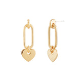 [s925post] heart chain earring