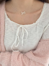 アイレットリボンパールネックレス / [925silver] Eyelet ribbon pearl necklace