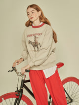 Cowboy Graphic Sweatshirt (Beige&Red) (6643895730294)