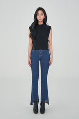 ハイウェストセミブーツカットスパンデックスデニムパンツ/HIGH WAIST SEMI BOOTSCUT SPANDEX DENIM PANTS [6861]