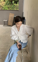 laceup white blouse