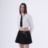 バックルキープリーツスカート/0 2 buckle key pleated skirt - BLACK