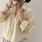 [50,000 copies sold!/All four seasons] Cheese cotton cropped shirt, shirt